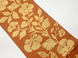 リサイクル　草花模様織出し袋帯